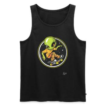 Extraterrestre du skateboard - Débardeur bio Premium Homme - noir - Devant - Michal (187cm)