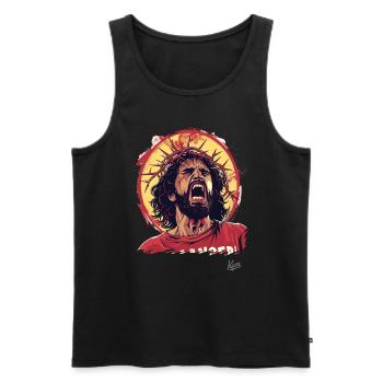 Lustiger wütender Typ mit Dornenkrone - Männer Premium Bio Tank Top - Schwarz - Vorne - Michal (187cm)