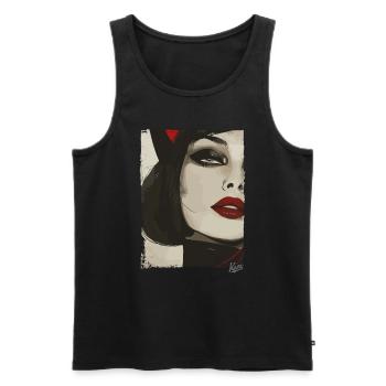 Vintage cat girl in black suit - Men's Premium Organic Tank Top - black - Front - AI Model Male 178 light (178cm)