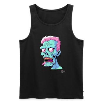 Crazy funny cartoon zombie guy - Débardeur bio Premium Homme - noir - Devant - AI Model Male 178 light (178cm)