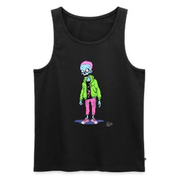 Squelette de zombie de dessin animé drôle fou - Débardeur bio Premium Homme - noir - Devant - AI Model Male 178 light (178cm)
