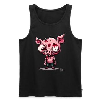 Petit cochon zombie effrayant - Débardeur bio Premium Homme - noir - Devant - AI Model Male 178 light (178cm)