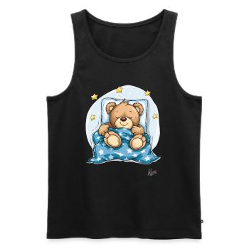 Endormi, mignon petit ours - Débardeur bio Premium Homme - noir - Devant - AI Model Male 178 light (178cm)