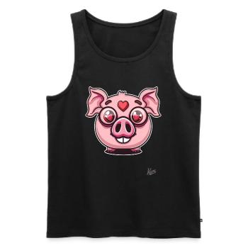 Mignon petit cochon d’amour avec des coeurs - Débardeur bio Premium Homme - noir - Devant - AI Model Male 178 light (178cm)