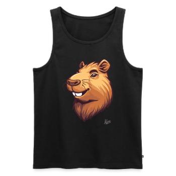 Das lustige, hübsche Capybara - Männer Premium Bio Tank Top - Schwarz - Vorne - AI Model Male 178 light (178cm)