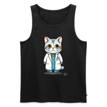 Der süße, lustige und ahnungslose Katzen-Doktor - Männer Premium Bio Tank Top - Schwarz - Vorne - AI Model Male 178 light (178cm)