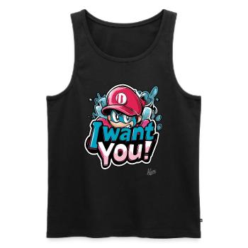 I want you - Men's Premium Organic Tank Top - black - Front - AI Model Male 178 light (178cm)