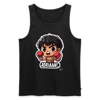 Chibi boxing legend Rock Y calls for Adrian - Men's Premium Organic Tank Top - black - Front - Michal (187cm)