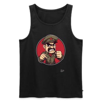 Kommunistischer Soldat-General Kapitalismus - Männer Premium Bio Tank Top - Schwarz - Vorne - Michal (187cm)