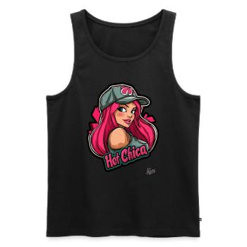 Hot Chica – Fiery Latina - Men's Premium Organic Tank Top - black - Front - Michal (187cm)