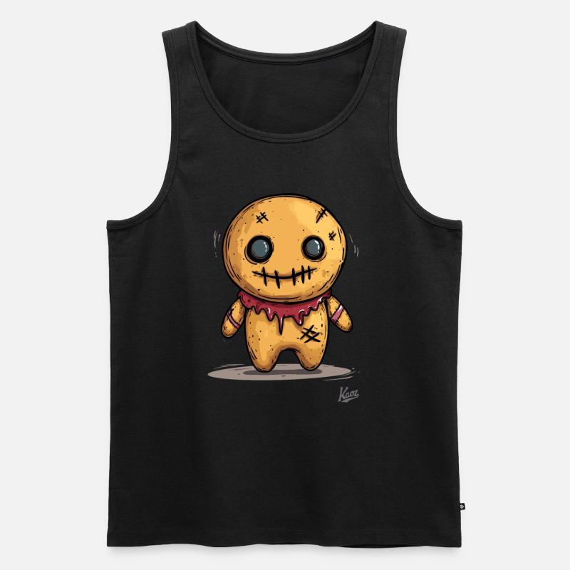 Voodoo-Puppen-Lebkuchenmann - Männer Premium Bio Tank Top - Schwarz