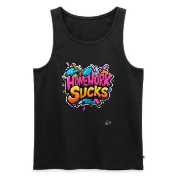 Hausaufgaben nerven! Schule auch! - Männer Premium Bio Tank Top - Schwarz - Vorne - AI Model Male 178 light (178cm)