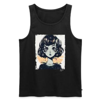 The cartoon girl with visions - Men's Premium Organic Tank Top - black - Front - AI Model Male 178 light (178cm)