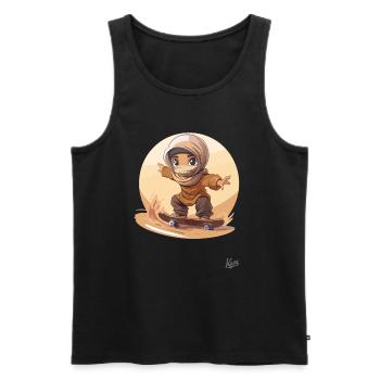 Desert Sand Skateboarding: Everywhere on the Slopes - Men's Premium Organic Tank Top - black - Front - AI Model Male 178 light (178cm)
