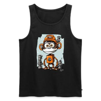 Der lustige, funkige Robo-Affe - Männer Premium Bio Tank Top - Schwarz - Vorne - AI Model Male 178 light (178cm)