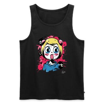 Color Explosion : La vilaine fille chat graffiti - Débardeur bio Premium Homme - noir - Devant - AI Model Male 178 light (178cm)