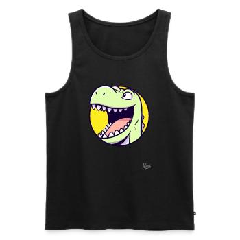 Friendly, happy dino - Men's Premium Organic Tank Top - black - Front - AI Model Male 178 light (178cm)