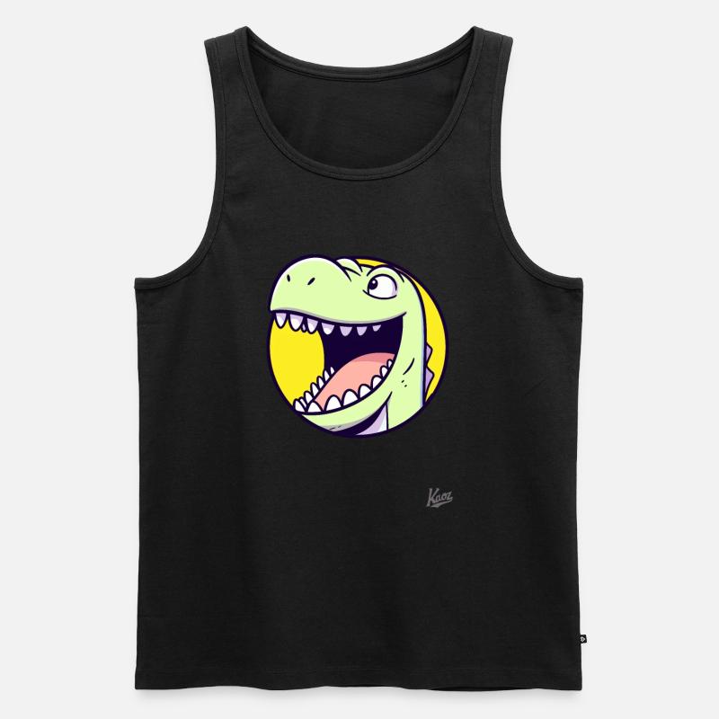 Freundlicher, glücklicher Dino - Männer Premium Bio Tank Top - Schwarz