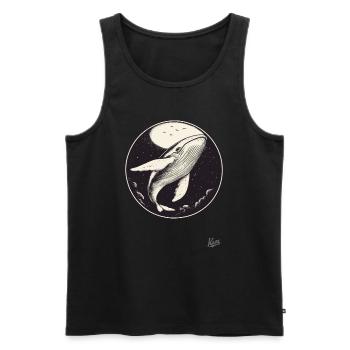 Blauer Wal im Himmel mit Mond und Sternen - Männer Premium Bio Tank Top - Schwarz - Vorne - Michal (187cm)