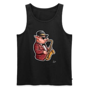 Jazz trumpets at their finest, saxophone pig - Men's Premium Organic Tank Top - black - Front - AI Model Male 178 light (178cm)