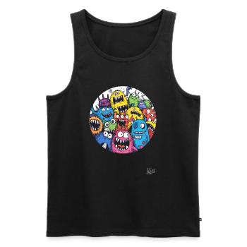 Funny Monster Friends - Men's Premium Organic Tank Top - black - Front - Michal (187cm)