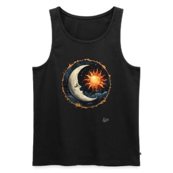 Der schlafende Mond, die Sonne und die Sterne - Männer Premium Bio Tank Top - Schwarz - Vorne - AI Model Male 178 light (178cm)