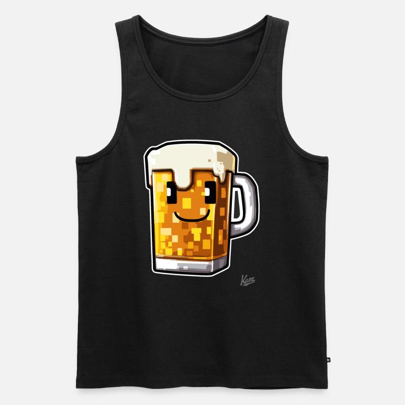 Pixel-Handwerker-Bier - Männer Premium Bio Tank Top - Schwarz