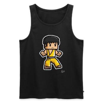 Gelber Sportanzug: Pixel-Kung-Fu-Lee - Männer Premium Bio Tank Top - Schwarz - Vorne - AI Model Male 178 light (178cm)