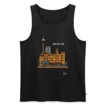 Pixel Berlin - Männer Premium Bio Tank Top - Schwarz - Vorne - Michal (187cm)