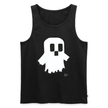 Drôle Petit Dessin Animé Pixel Ghost - Débardeur bio Premium Homme - noir - Devant - AI Model Male 178 light (178cm)