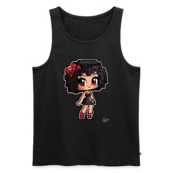 Pixel Chibi: Cute Burlesque Babe - Men's Premium Organic Tank Top - black - Front - Michal (187cm)