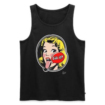 Dessin animé pop des années 1950 : Lick It - Débardeur bio Premium Homme - noir - Devant - Michal (187cm)