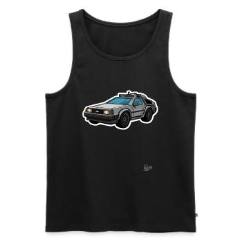 Lorean De, le futur est de retour - Débardeur bio Premium Homme - noir - Devant - AI Model Male 178 light (178cm)