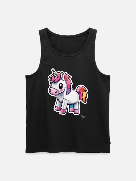 drôle et mignon pixel licorne arc-en-ciel - Débardeur bio Premium Homme - noir