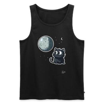 Süße Katze unter Mond und Sternen - Männer Premium Bio Tank Top - Schwarz - Vorne - AI Model Male 178 light (178cm)