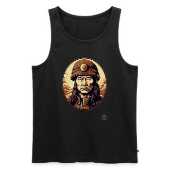 Mongol Kubilai Khan : Héritage mongol - Débardeur bio Premium Homme - noir - Devant - AI Model Male 178 light (178cm)