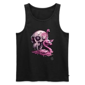 Pinker Primatenschädel & Flamingo: Tropische Vibes - Männer Premium Bio Tank Top - Schwarz - Vorne - AI Model Male 178 light (178cm)
