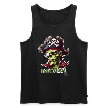 Le terrien pirate zombie dit Moin - Débardeur bio Premium Homme - noir - Devant - AI Model Male 178 light (178cm)