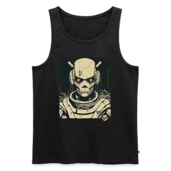 Super Humanoïde Crâne Crâne Android Mecha - Débardeur bio Premium Homme - noir - Devant - AI Model Male 178 light (178cm)