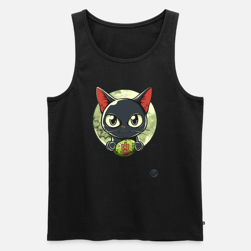 Japanische graue Katze - Männer Premium Bio Tank Top - Schwarz