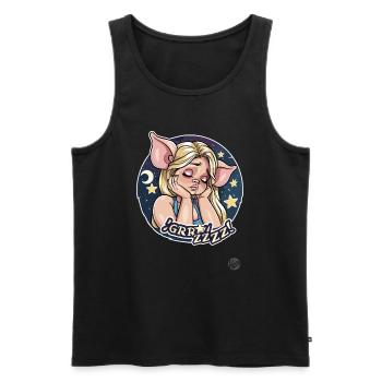 Une fille cochon de conte de fées de dessin animé fatiguée - Débardeur bio Premium Homme - noir - Devant - AI Model Male 178 light (178cm)