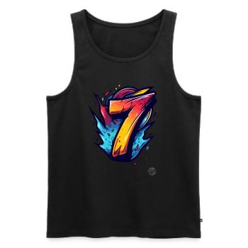 Knalliges "7" Design mit explosiven Farben - Männer Premium Bio Tank Top - Schwarz - Vorne - AI Model Male 178 light (178cm)