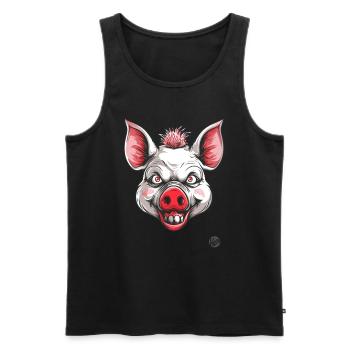Cochon blanc effrayant psycho horreur - Débardeur bio Premium Homme - noir - Devant - Michal (187cm)
