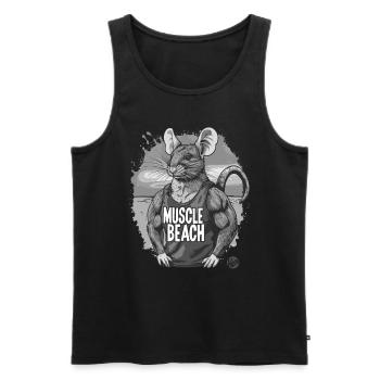 Retro Bodybuilder Muskel Strand Ratte - Männer Premium Bio Tank Top - Schwarz - Vorne - Michal (187cm)