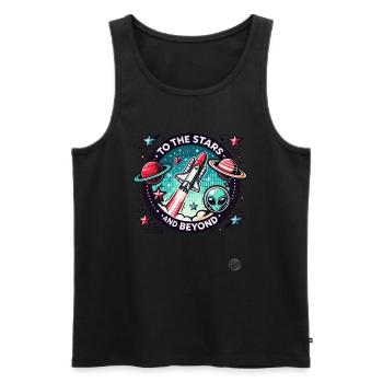 To the Stars and Beyond - Space - Men's Premium Organic Tank Top - black - Front - AI Model Male 178 light (178cm)