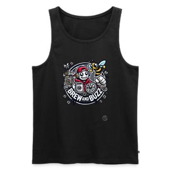 Coffee and music lover design with bee - Men's Premium Organic Tank Top - black - Front - Michal (187cm)