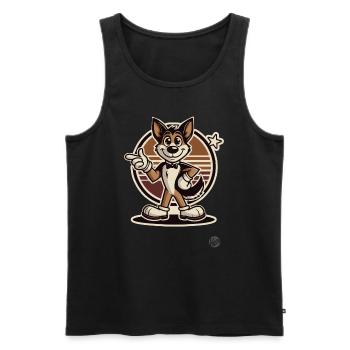 Retro Cartoon Hund – Lustiges Hunde-Design - Männer Premium Bio Tank Top - Schwarz - Vorne - AI Model Male 178 light (178cm)