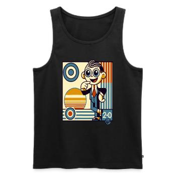 Retro Cartoon Gentleman im Stil der 20er Deco-Art - Männer Premium Bio Tank Top - Schwarz - Vorne - AI Model Male 178 light (178cm)