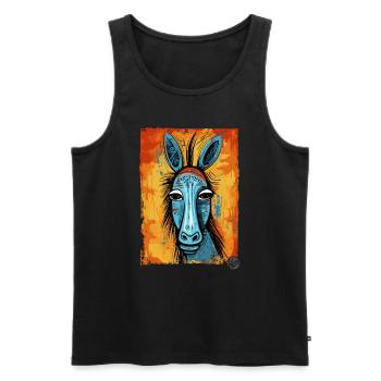 Kunstvoller Esel im Tribal-Kubismus-Stil - Männer Premium Bio Tank Top - Schwarz - Vorne - AI Model Male 178 light (178cm)