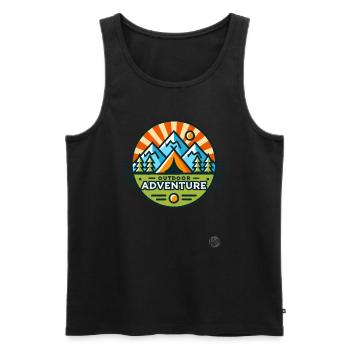 Aventure en plein air Montagne Tente Camping - Débardeur bio Premium Homme - noir - Devant - AI Model Male 178 light (178cm)
